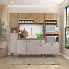Cozinha Modulada sem Tampo 4 Peças Marti Mel/Cinza