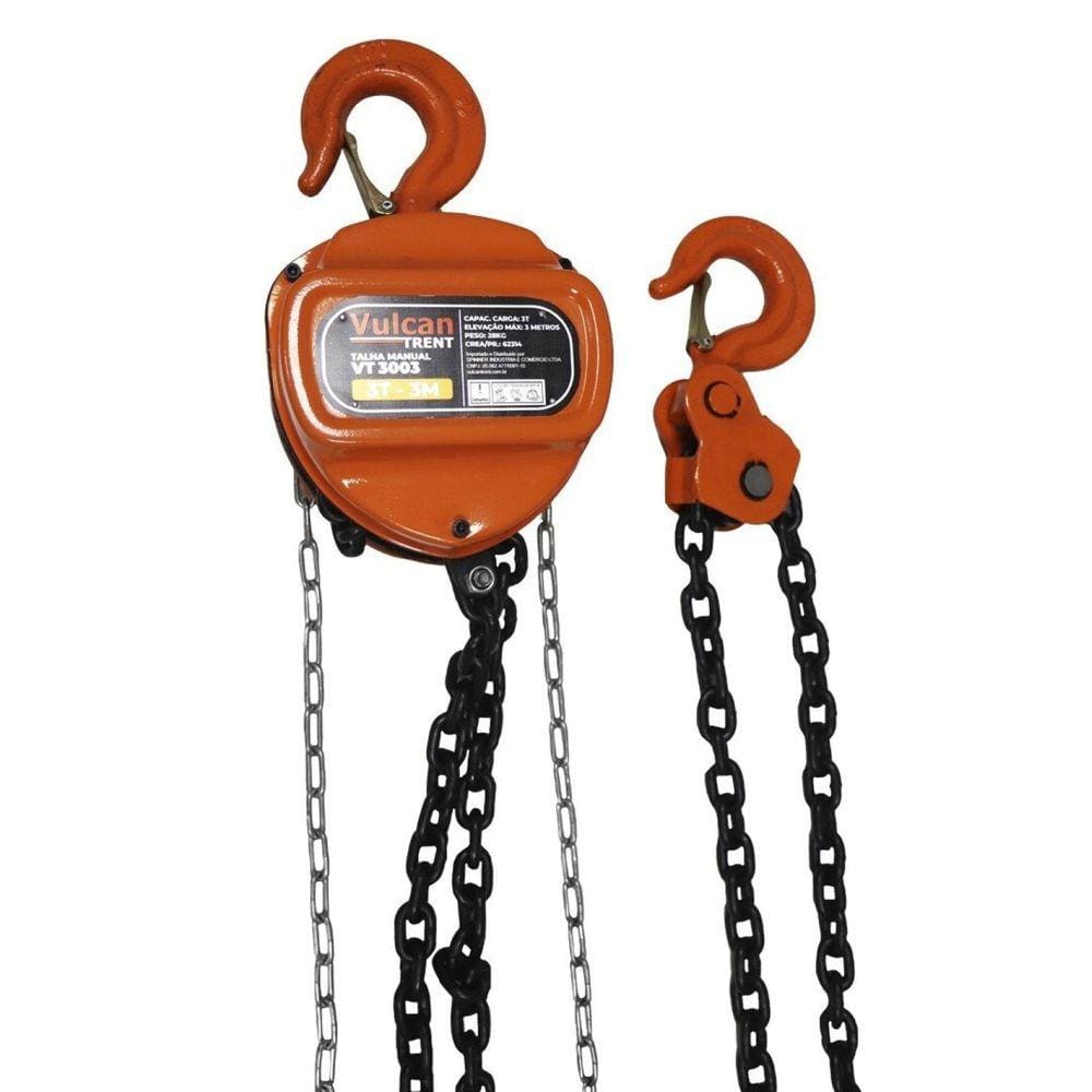 Talha Manual para 3 Toneladas Corrente 3 Metros Vt3003 - Vulcan Trent
