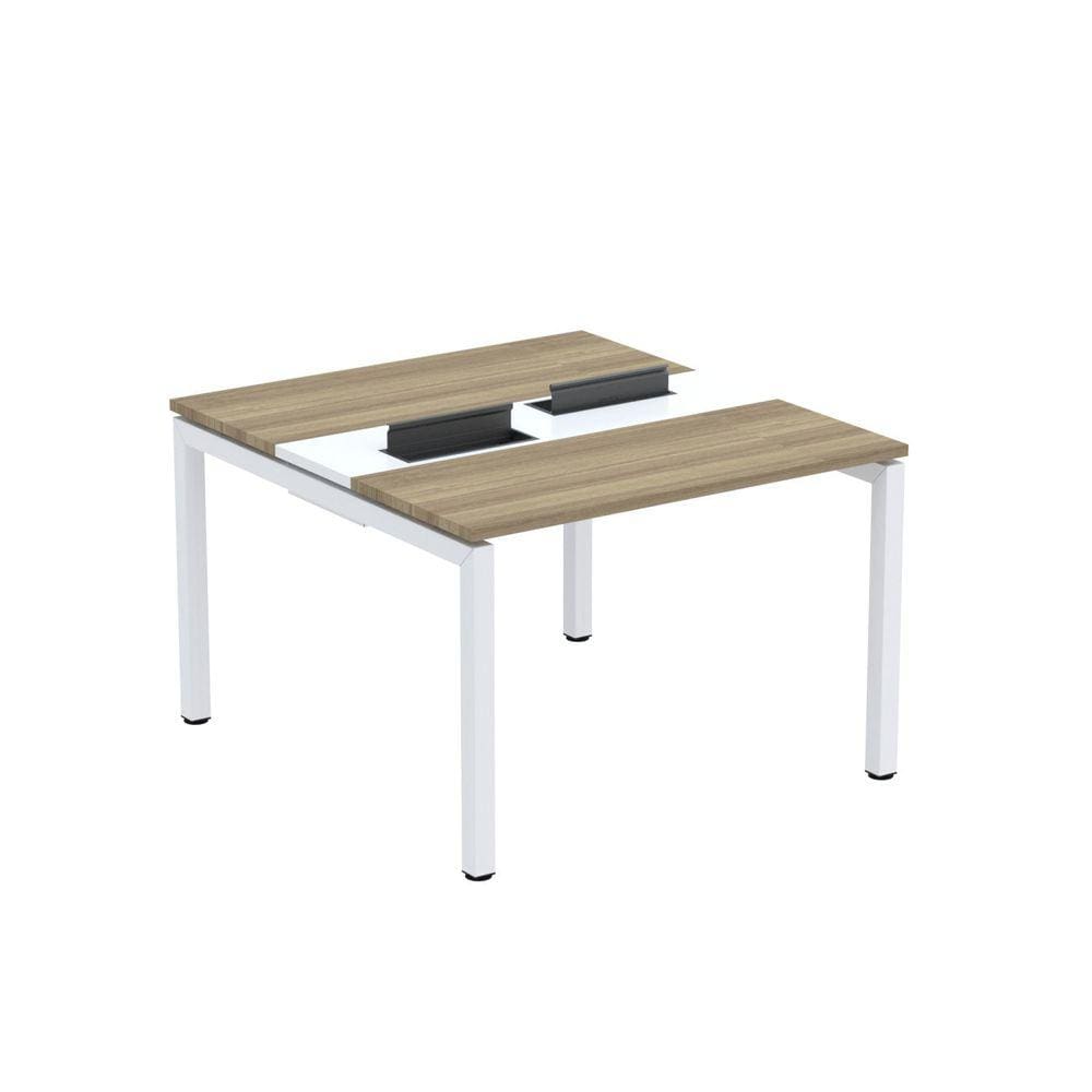 Mesa Plataforma Dupla com Pé de Aço para Coworking 110x120 Pdc11/12/2p Noce Naturalle/Branco