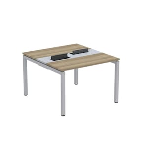 Mesa Plataforma Dupla com Pé de Aço para Coworking 110x120 Pdc11/12/2p Noce Naturalle/Cinza