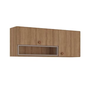 Armário Aéreo com Nicho 2 Portas 120cm Marti Mel/Cinza