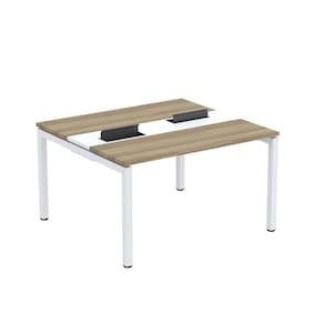 Mesa Plataforma Dupla com Pé de Aço para Coworking 130x120 Pdc13/12/2p Noce Naturalle /Branco