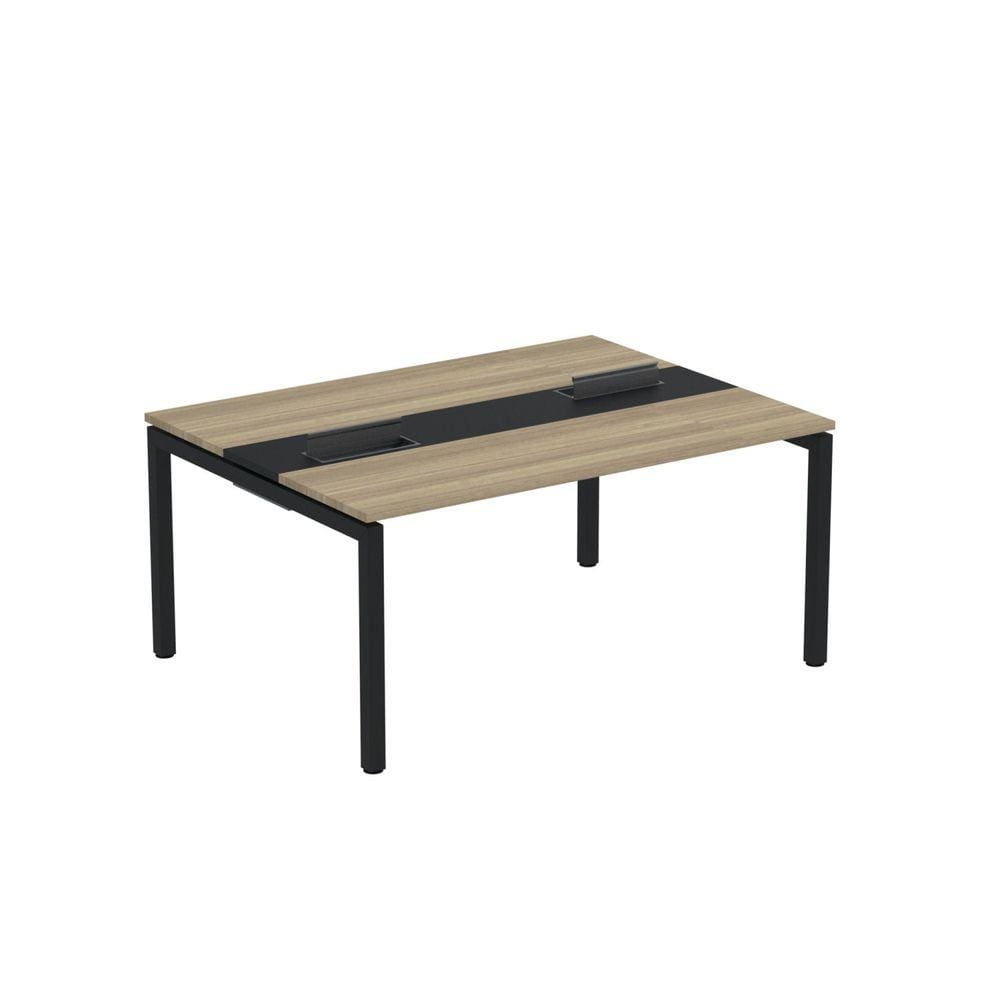Mesa Plataforma Dupla com Pé de Aço para Coworking 160x120 Pdc16/12/2p Noce Naturalle/Preto