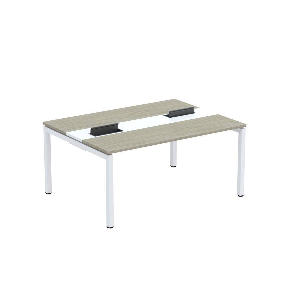 Mesa Plataforma Dupla com Pé de Aço para Coworking 160x120 Pdc16/12/2p Nogueira Casablanca/Branco