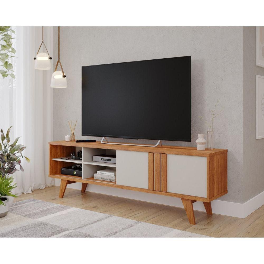 Rack Bancada para Tv até 60 Polegadas Linhares Espresso Móveis Cinamomo/Off White