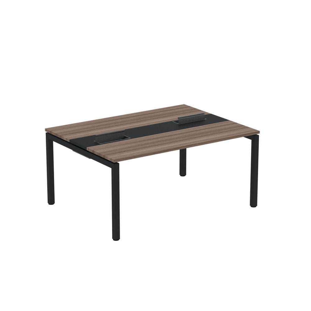 Mesa Plataforma Dupla com Pé de Aço para Coworking 150x120 Pdc15/12/2p Walnut/Preto