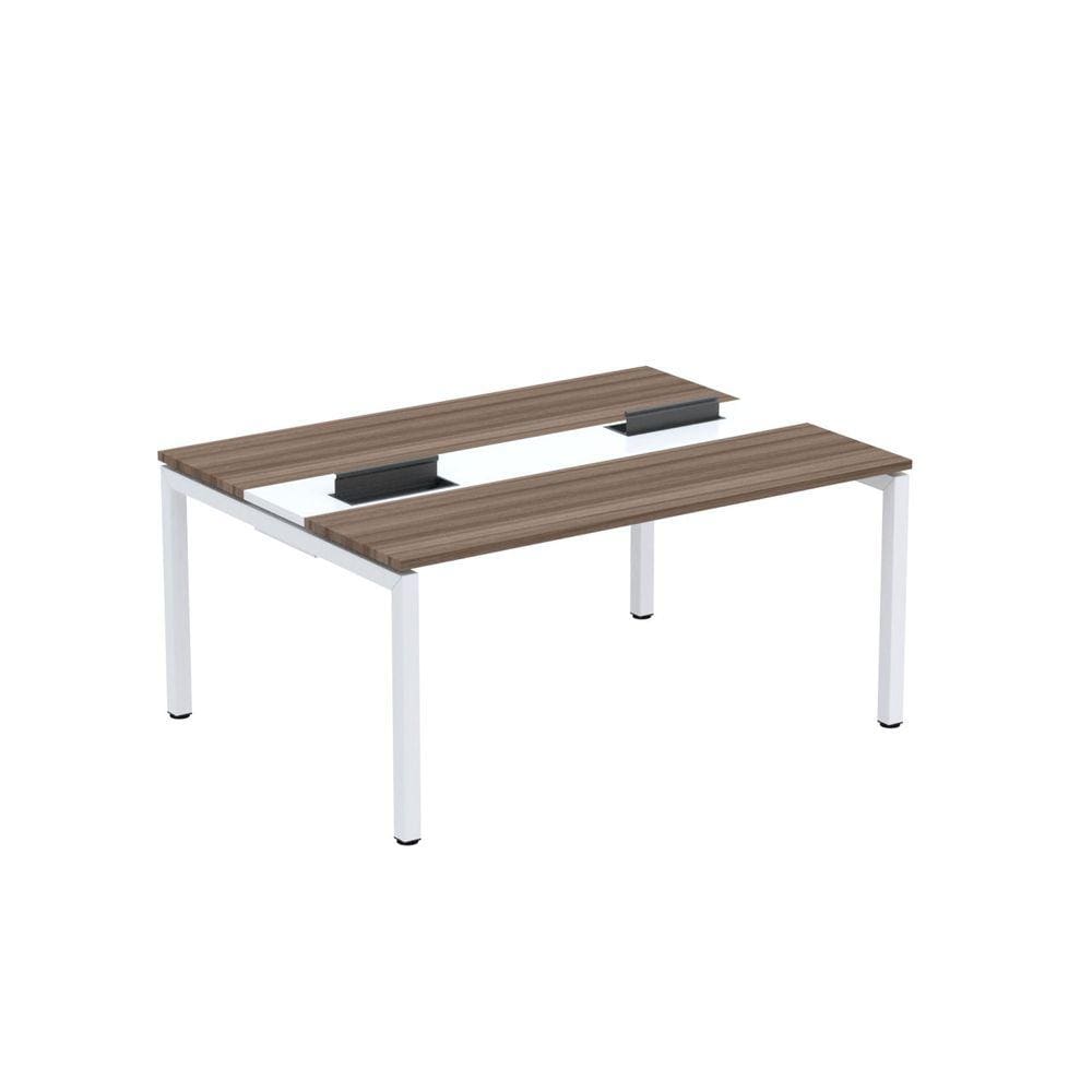 Mesa Plataforma Dupla com Pé de Aço para Coworking 160x120 Pdc16/12/2p Walnut/Branco