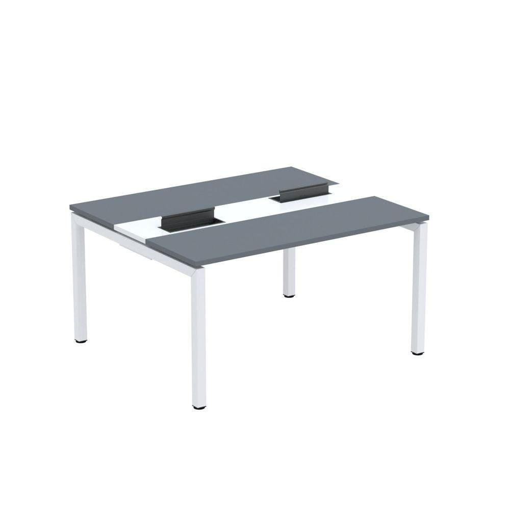 Mesa Plataforma Dupla com Pé de Aço para Coworking 140x120 Pdc14/12/2p Grafito/Branco