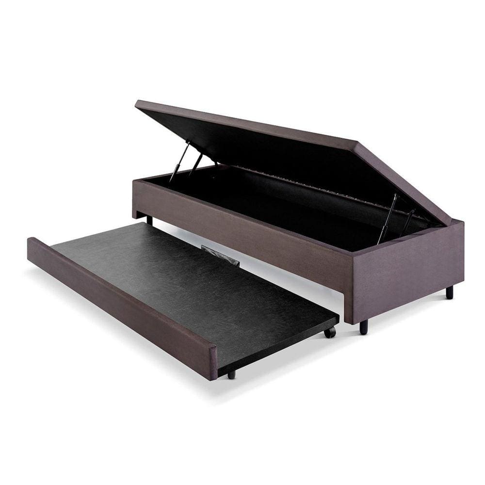 Bicama com Baú Viúva 120x203 Cm em Suede Cinza