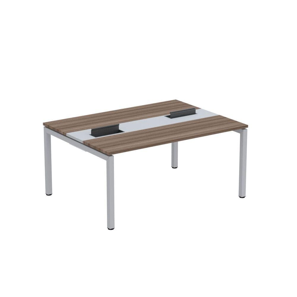 Mesa Plataforma Dupla com Pé de Aço para Coworking 150x120 Pdc15/12/2p Walnut/Cinza