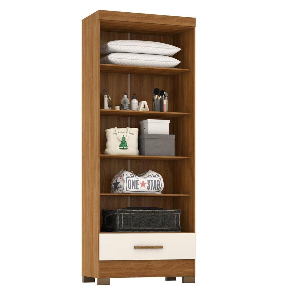 Módulo Closet 1 Gaveta Smart Versatile Espresso Móveis Cinamomo/Cinza