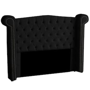 Cabeceira Solteiro 90cm Decorativa Ayla Veludo Preto - Montanaris Decor