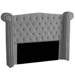 Cabeceira Solteiro 90cm Decorativa Ayla Veludo Cinza - Montanaris Decor