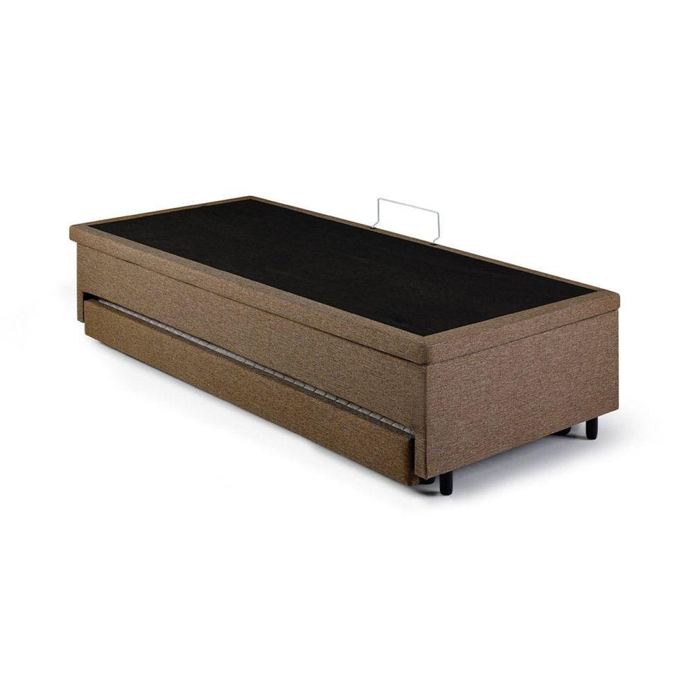 Bicama com Baú Viúva 120x203 Cm em Linho Marrom