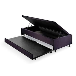 Bicama com Baú Viúva 120x203 Cm em Suede Preto