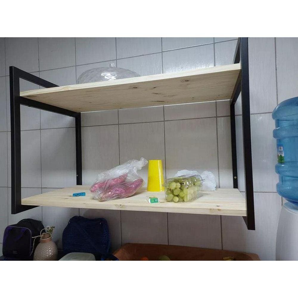 Suporte Microondas Duplo Estilo Industrial Ferro 60X40X90Cm