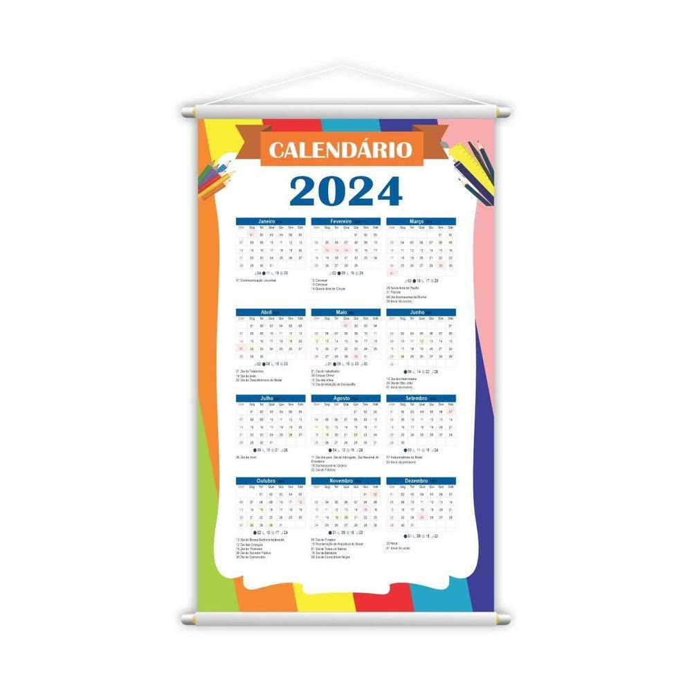 Calendário 2024 Banner Painel Escolar Lona Grande