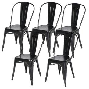 Kit Com 5 Cadeira Tolix Iron Aço Carbono Industrial - Preto