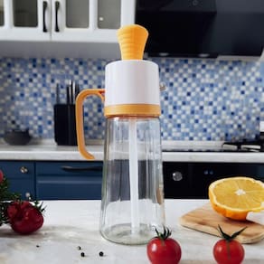 Garrafa Porta óleo Com Dispenser Pincel Em Silicone - Amarelo