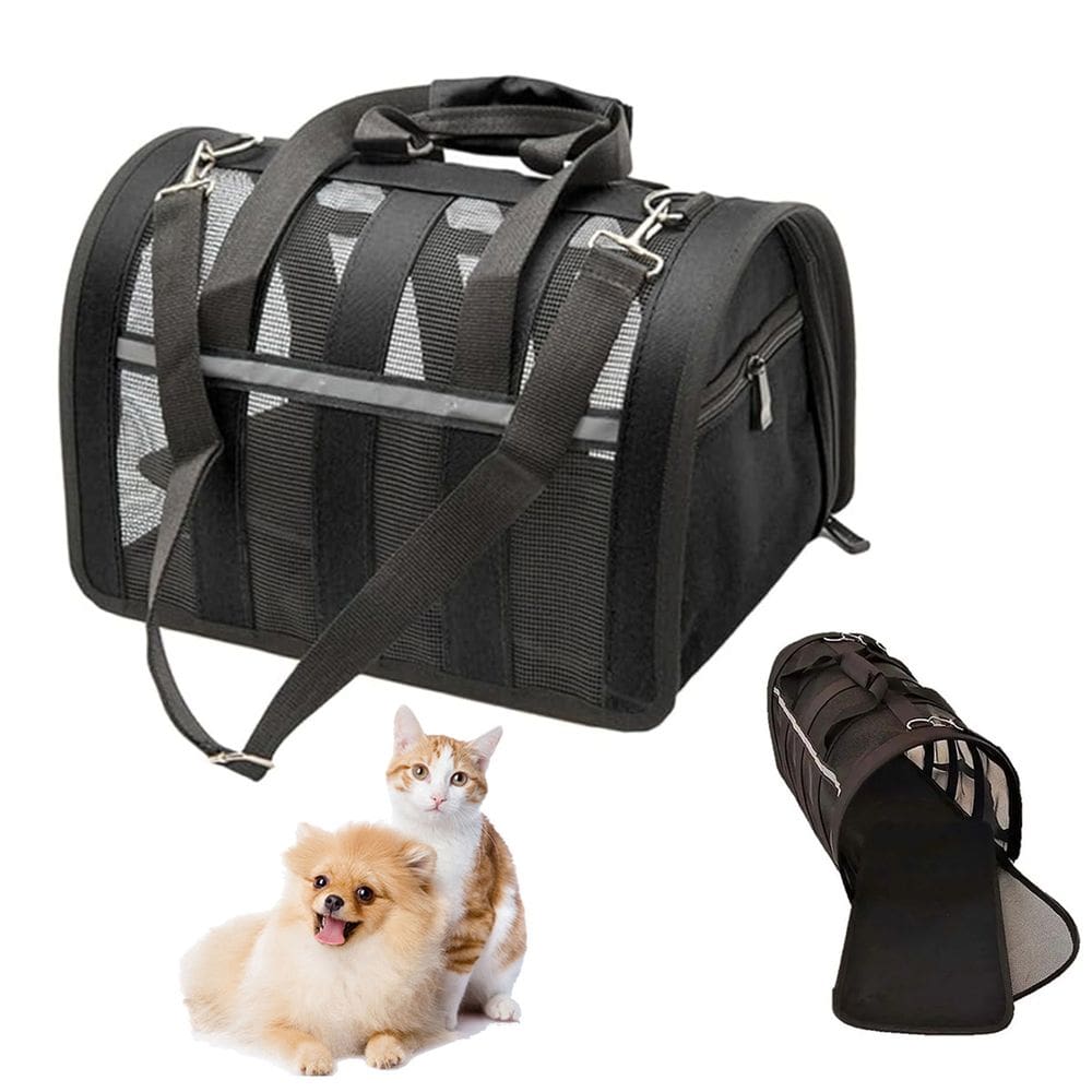 Bolsa Transporte Gato Cachorro Cao Pet Faixa Refletiva Pequeno Porte Animal de Estimaçao Passeio Viagem