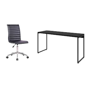conjunto de mesa studio 150 cm com cadeira de escritório secretária giratória marilyn preta