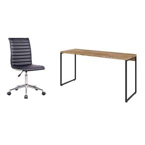 conjunto de mesa studio carvalho 150 cm com cadeira de escritório secretária giratória marilyn preta