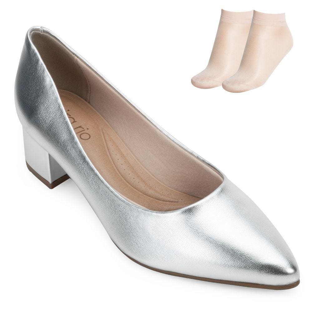 Scarpin Beira Rio Salto Baixo e Meia BR24-41822