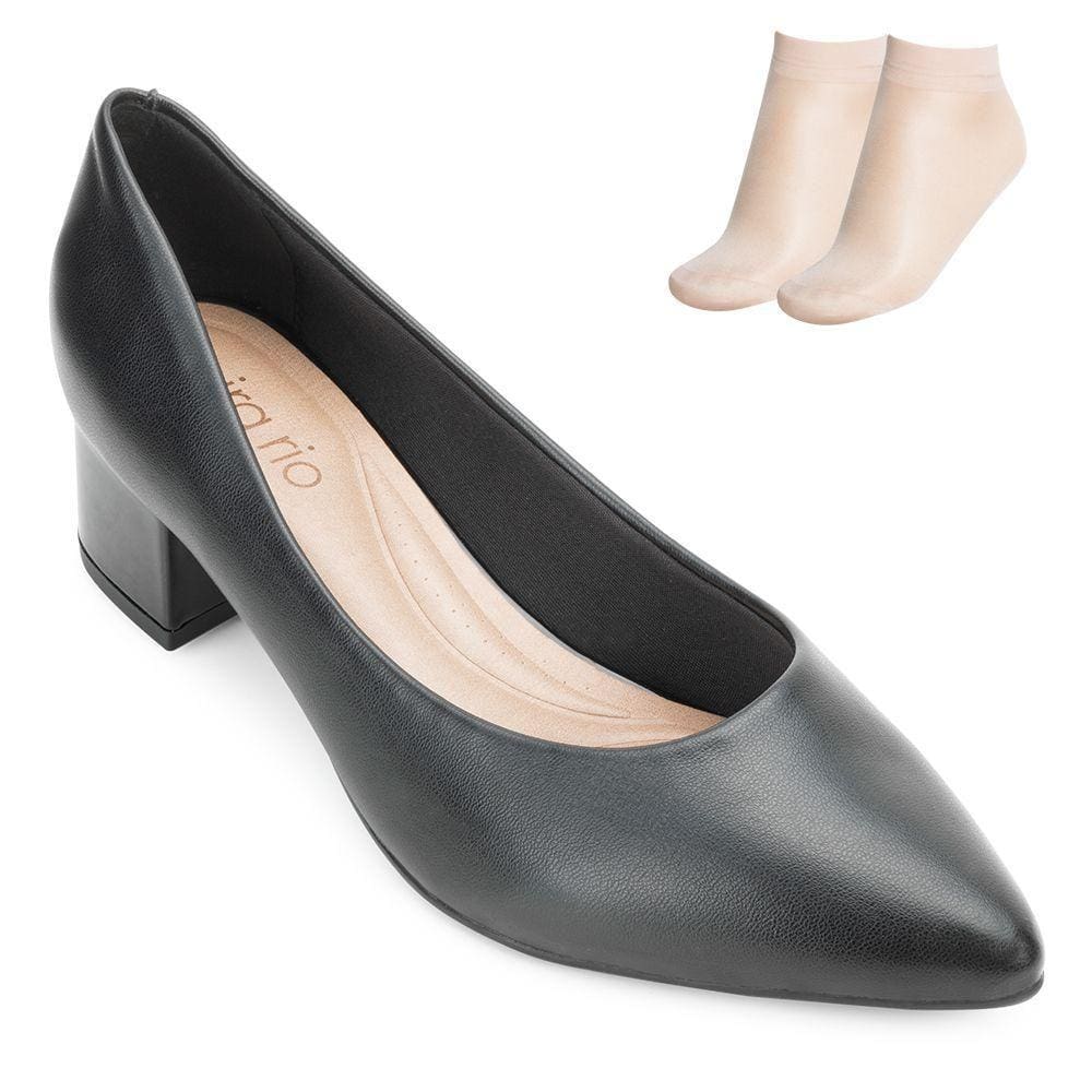 Scarpin Beira Rio Salto Baixo e Meia BR24-41822