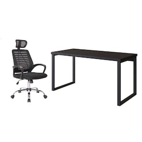 conjunto de mesa miguel 150 cm com cadeira de escritório diretor giratória light preta