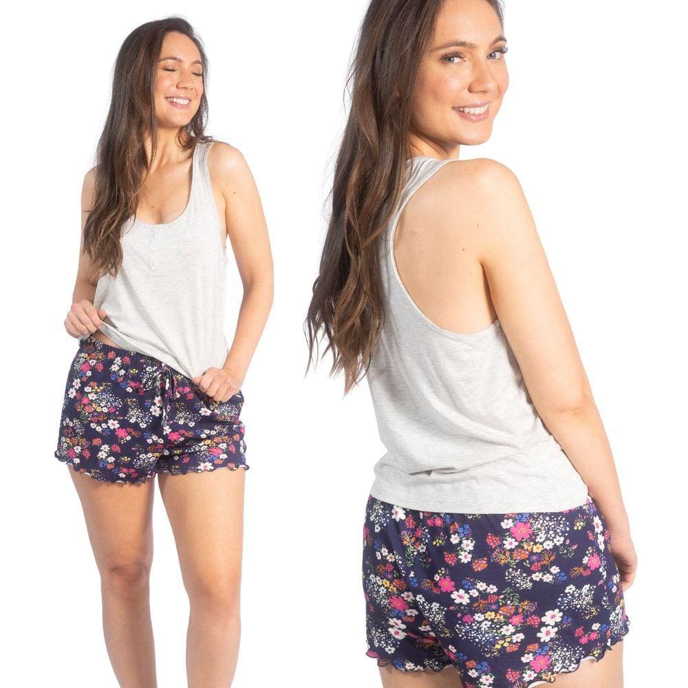 Pijama Short Doll Buque Botões Flores Roupa Dormir Calor Top