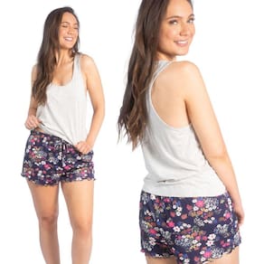 Pijama Short Doll Buque Botões Flores Roupa Dormir Calor Top