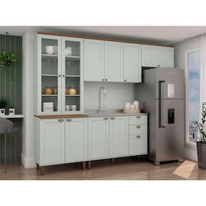 cozinha compacta iluminata com vidro 10 pt 3 gv verde mint e Ébano