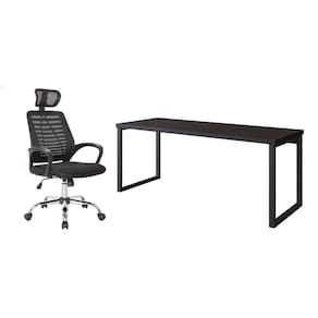 conjunto de mesa miguel 190 cm com cadeira de escritório diretor giratória light preta