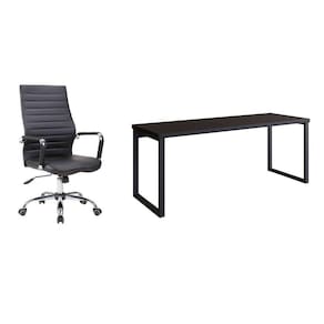 conjunto de mesa miguel 190 cm com cadeira de escritório diretor giratória cleaner preta