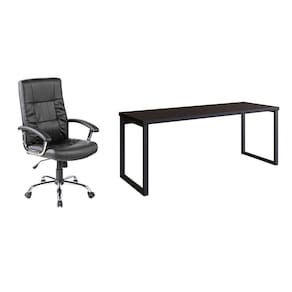 conjunto de mesa miguel 190 cm com cadeira de escritório presidente giratória com relax e plus preta