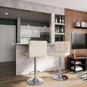 conjunto com 2 banquetas giratórias gerald creme
