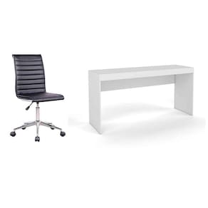 conjunto de mesa marselha branca com cadeira de escritório secretária giratória marilyn preta