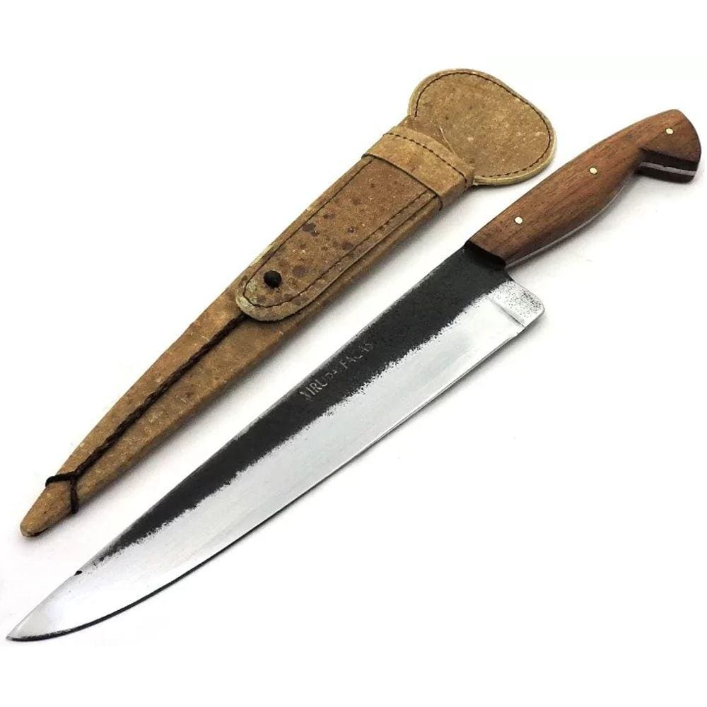 Faca Antiga Forjada Mola Trem C/ Bainha - Lâm. - 24 cm.