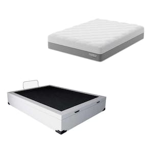 cama box baú martin premium com colchão casal sublime mola ensacada e espuma viscoelástica (32x138x188) cinza e branco