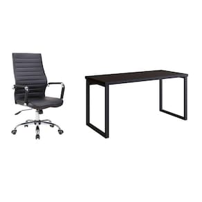 conjunto de mesa miguel 150 cm com cadeira de escritório diretor giratória cleaner preta