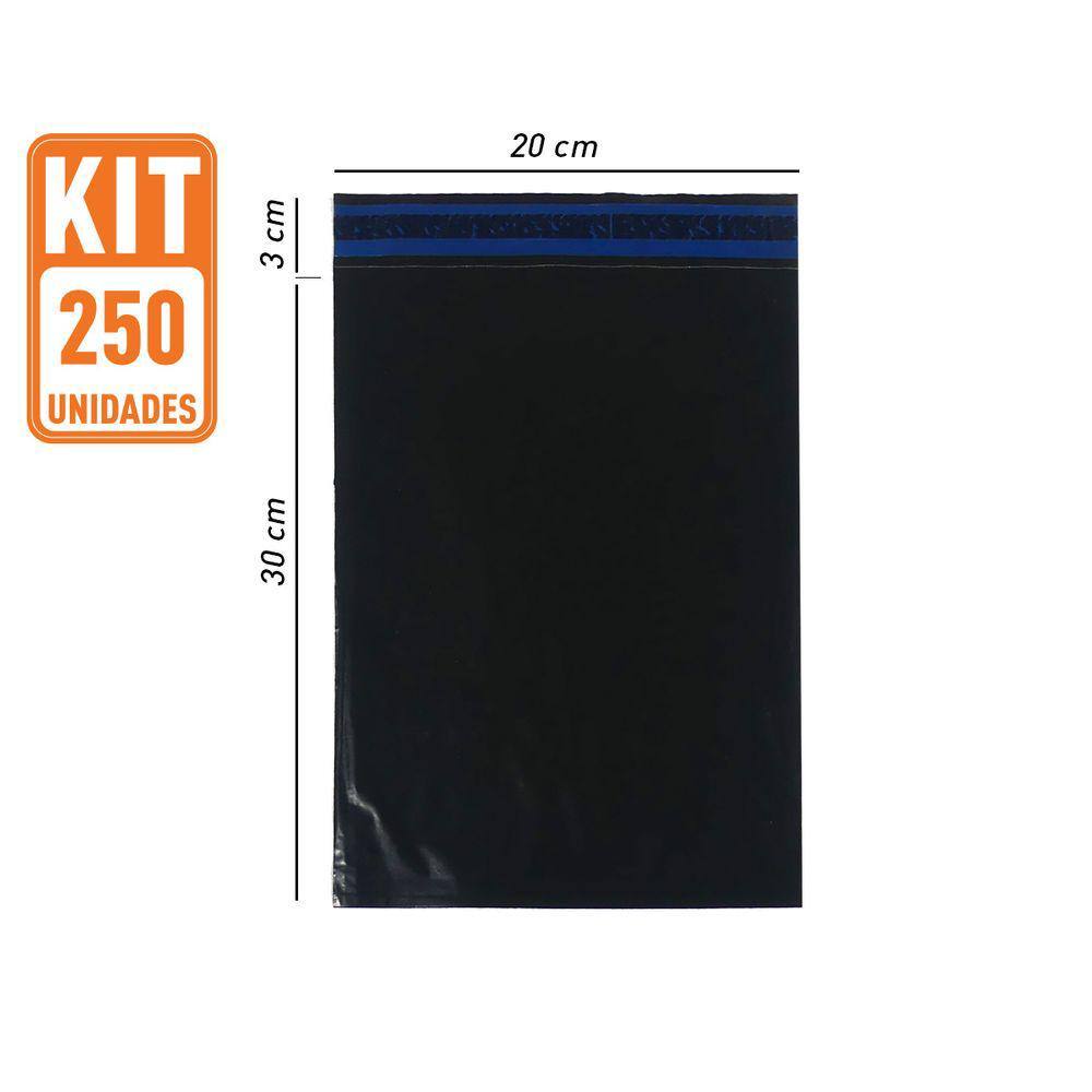 250 Sacos Envelope Plástico Segurança Embalagem ECO 20X30 cm