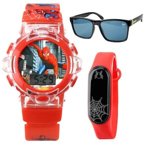 Relogio Homem Aranha Digital Infantil + Oculos Proteção Uv