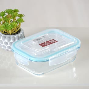 POTE DE VIDRO RETANGULAR TAMPA HERMÉTICA 1,5L - 22cm X 16,4cm X 6,6cm TRANSPARENTE BeneCasa