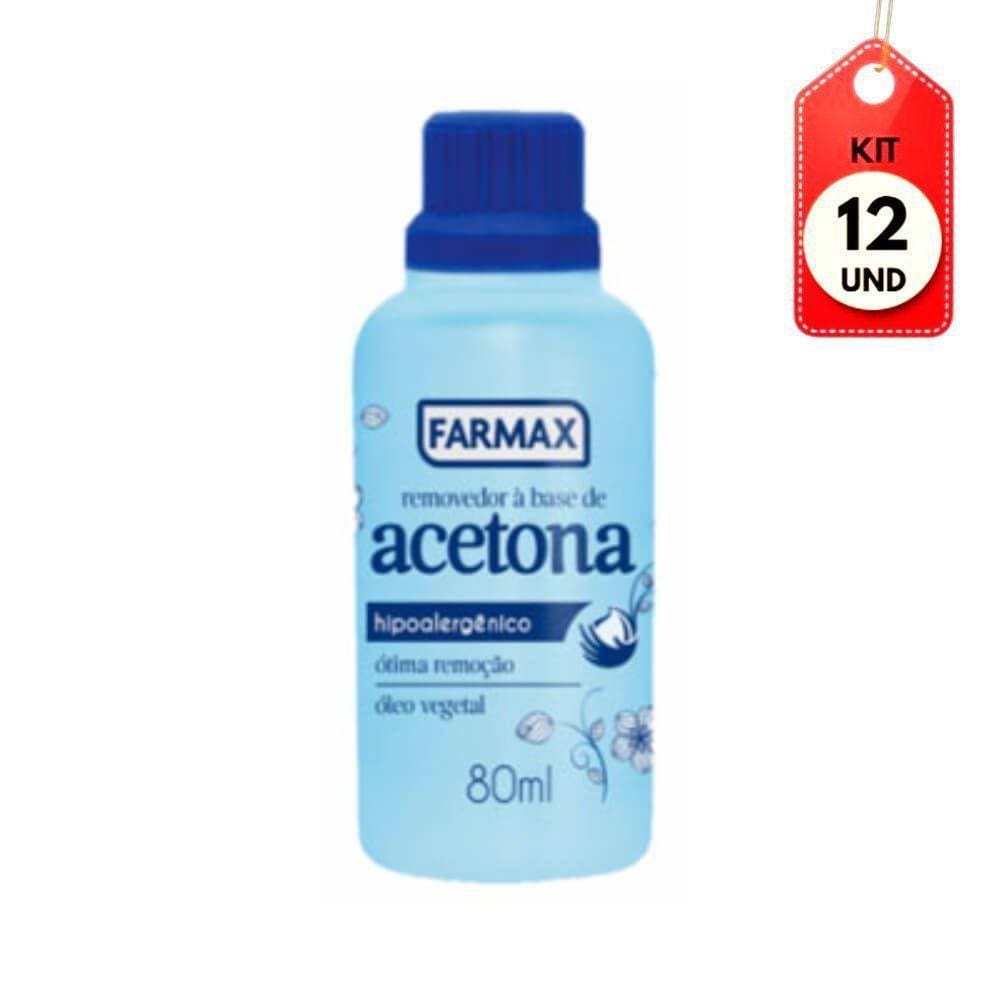 Kit C/12 Farmax Removedor A Base De Acetona 80ml