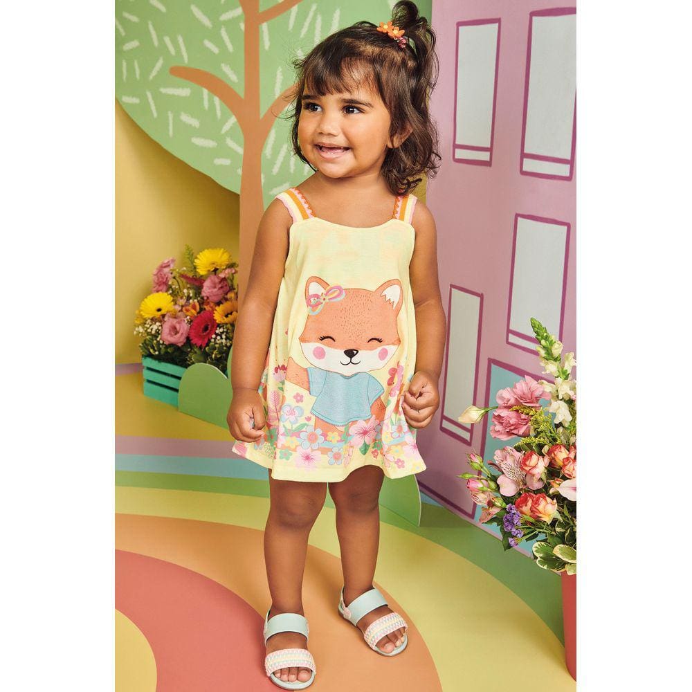 Vestbody Infantil Rapozinha Kukiê Bebê Menina Vestido Body