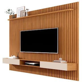 Painel Para TV Até 75 Polegadas Ripado Verdadeiro Vênus 1.8x2.2 Com Nicho Nature/Off White – Giga Móveis