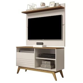 Rack Fenix Com Painel Para TV Até 43 Polegadas Vivare 1.08 Off White/Freijó – Giga Móveis