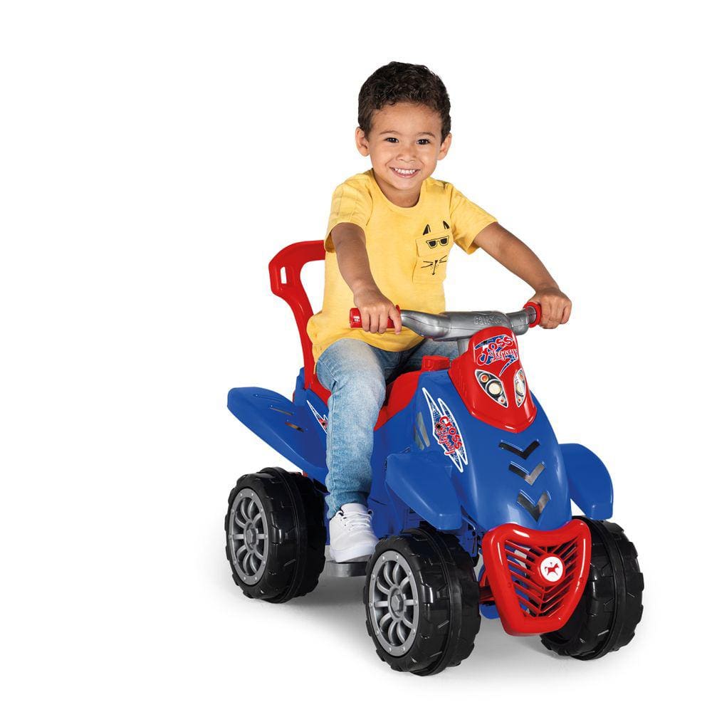 Carrinho Para Passeio Infantil Quadriciclo CROSS LEGACY MENINO Com PEDAL EMPURRADOR Bau Buzina Calesita