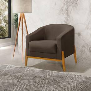 Poltrona Living Base em Madeira Maciça Flórida Veludo Marrom