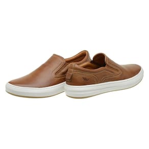Tênis Slip On Masculino Couro Casual Solado Reto Moderno
